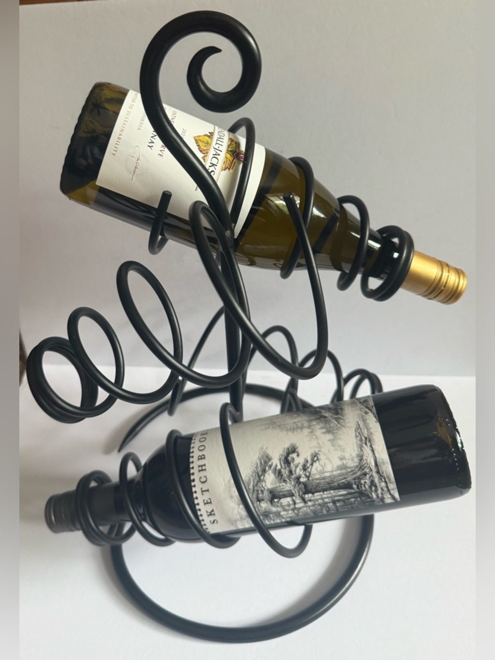 4 bottle wine rack, twist, heavy metal/sturdy